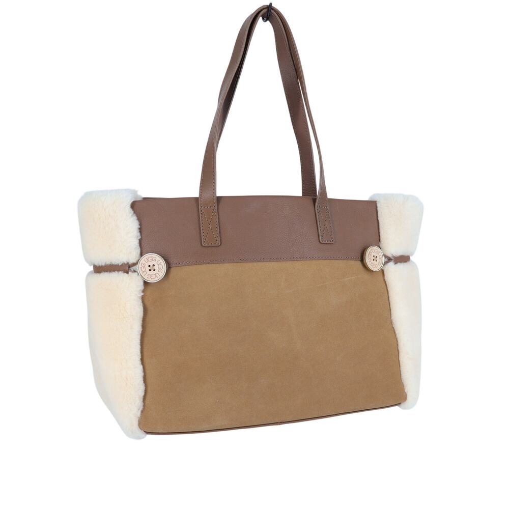 UGG Bailey Tote Bag Chestnut Brown Shearling Suede Leather Shoulder Bag